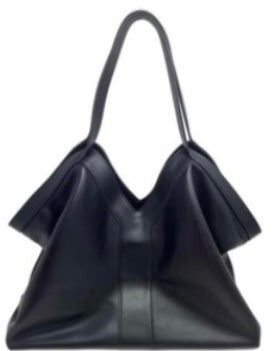 Black Vegan Leather Large Tote