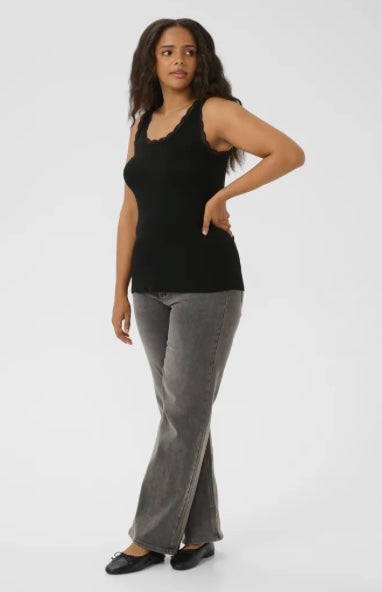 Kaffe Curve Tank with Lace Trimming