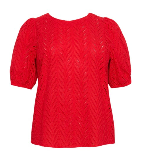 Kaffe Curve True Red Eyelet Tie Back Top