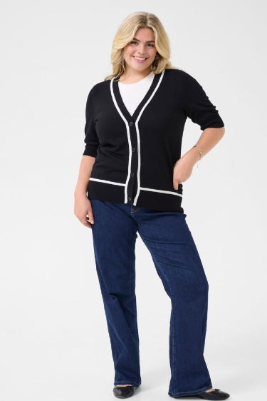 Kaffe Curve Black 3 Quarter Sleeve Cardigan