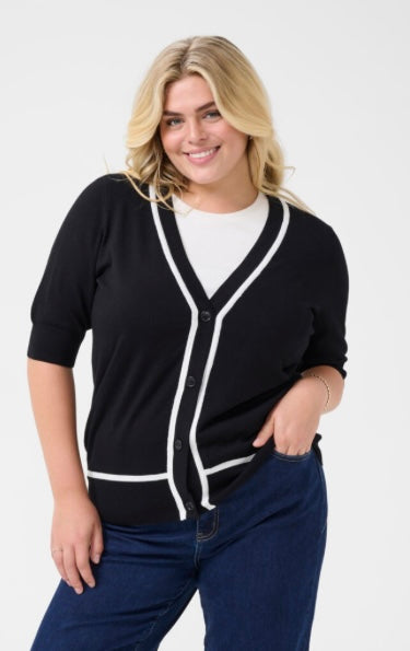Kaffe Curve Black 3 Quarter Sleeve Cardigan