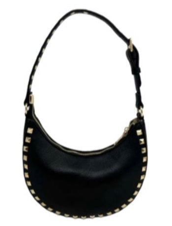 Black Leather Studded Bag