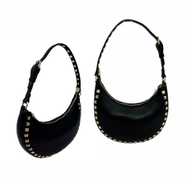 Black Leather Studded Bag