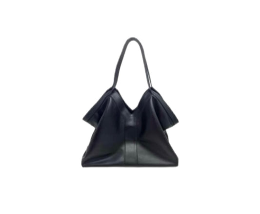 Black Vegan Leather Large Tote
