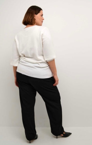 Kaffe Curve Off White 3 Quarter Knit Sweater with Rhinestones