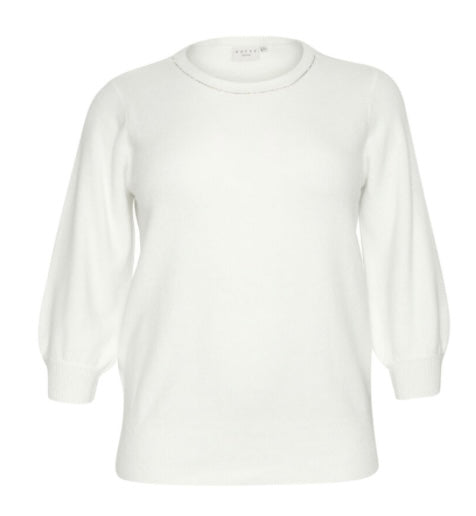 Kaffe Curve Off White 3 Quarter Knit Sweater with Rhinestones