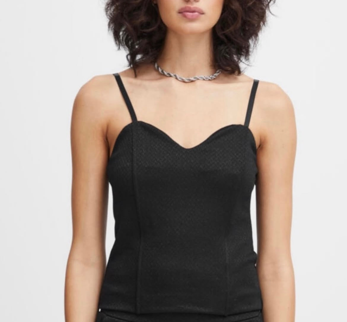 ICHI Black Lurex Tank Top