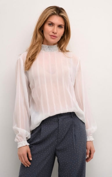 CREAM Sheer Off White Blouse