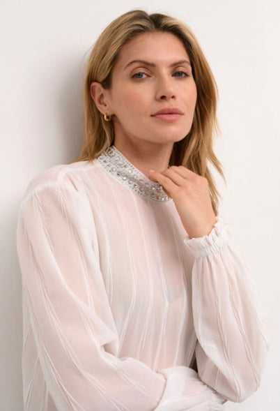CREAM Sheer Off White Blouse