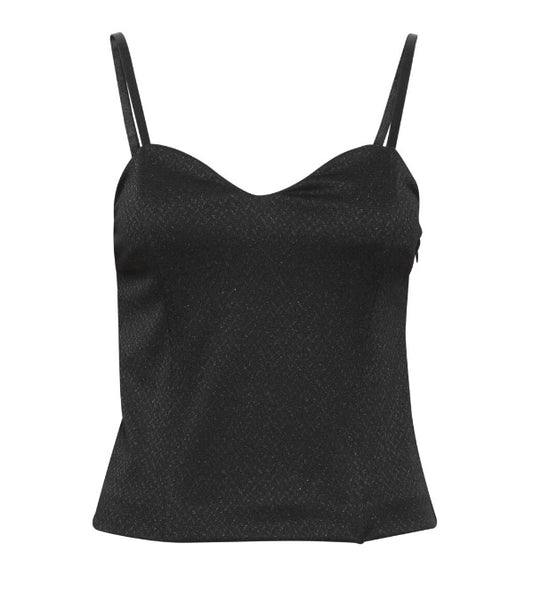 ICHI Black Lurex Tank Top