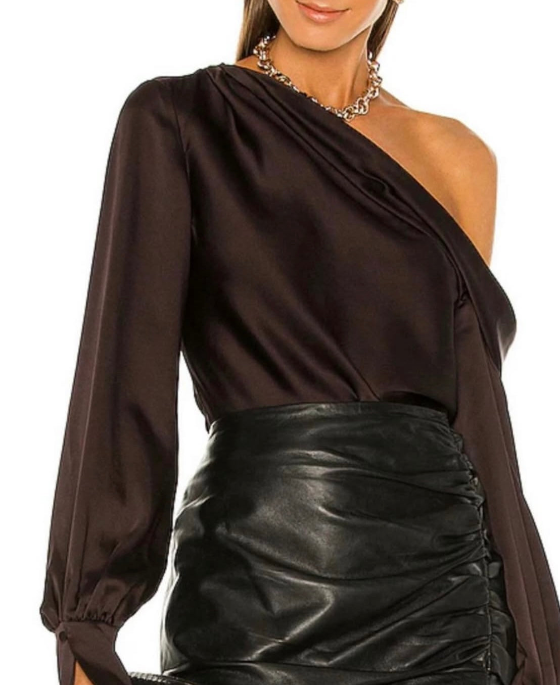 Reneec Chocolate Brown One Shoulder Top