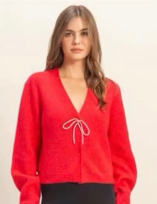 Hyfve Red Cardigan with Sparkle Bow
