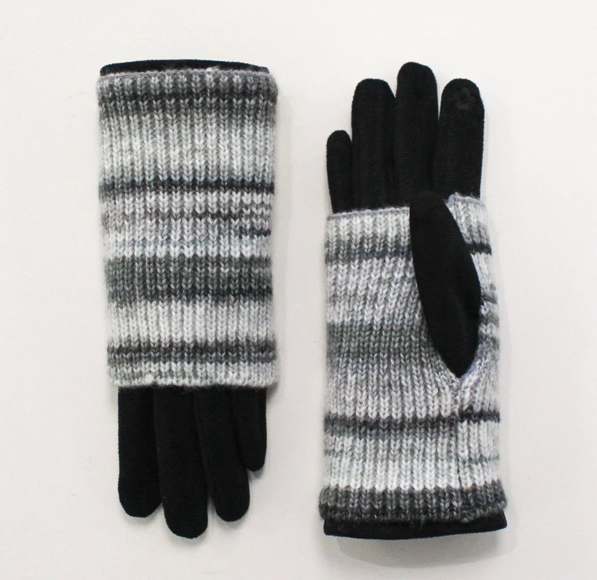 Two Layer Grey/White/Black Printed Gloves