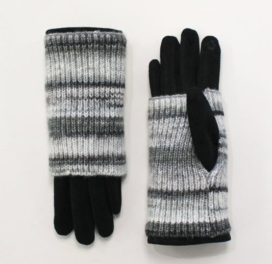 Two Layer Grey/White/Black Printed Gloves