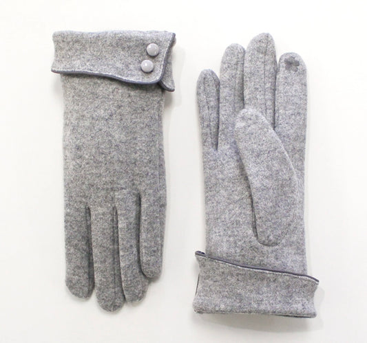 Grey Gloves with side buttons