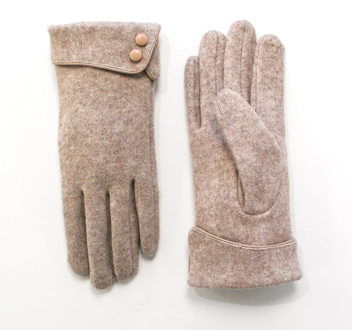 Taupe Gloves with side buttons
