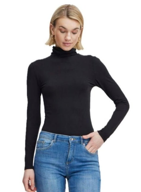 B young Black Slim Fit Mock neck